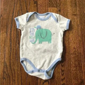 Duck Duck Goose Boys 3-6M Short-Sleeve Elephant/Turtle Graphic Onesie Bodysuit